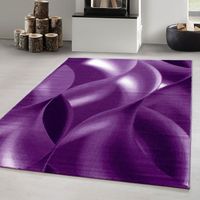 Tapis de salon moderne à design contemporain et à poil court, couleurs tendance, tapis moelleux, Violet Tapis 120 x 170 cm