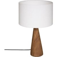 Atmosphera - Lampe à poser Pied en Bois et Abat-jour Blanc H 46 cm