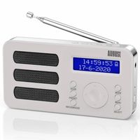 Radio Portable Rechargeable FM DAB Plus - August MB225 - Blanc - Batterie Li Ion - Double Alarme intégrée