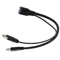 EJ.life ligne mâle femelle vers double USB Convertisseur de câble d'extension de 30 cm Alimentation auxiliaire USB 3.0 femelle à