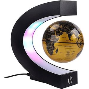 GLOBE TERRESTRE GLOBE TERRESTRE Globe flottant magnétique avec lumières LED colorées en forme de C - Anti-gravité Carte du monde rotative pour