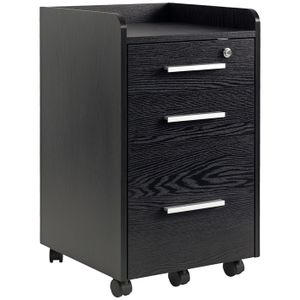 Armoire Roulante Avec 6 Tiroirs En Pin Massif - Meuble De Rangement Bureau Mobile Sur Roulettes - Noir MOSS - 7