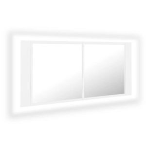 COLONNE - ARMOIRE SDB DUOKON - Armoire salle de bain à miroir LED Blanc 100x12x45 cm Acrylique