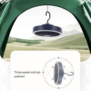 Ventilateur de camping portable rechargeable avec lumière LED, ventilateur  de bureau USB à piles 14400mAh, ventilateur de tente de plafond extérieur
