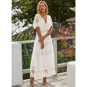 ROBE Robe,Évider robe blanche Sexy femmes longue robe e