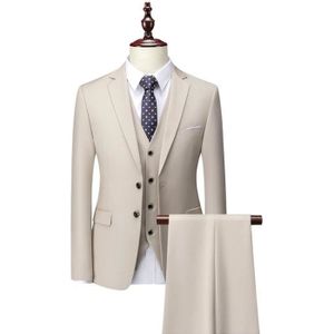 Costume Homme 3 Pièces Slim Fit - Blazer, Gilet Et Pantalon - 80% Polyester, 20% Viscose - Pour Mariage, Affaires, Cérémonie