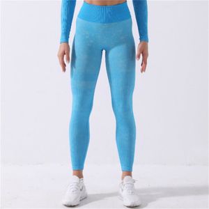 PANTALON DE SPORT Pantalon de fitness de yoga élastique solide sans couture longues pour femme - bleu WF™