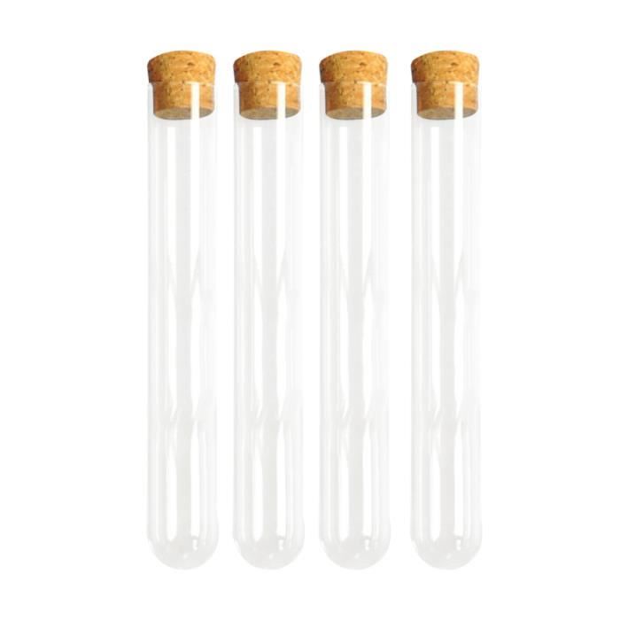 Lot de 5 petits tubes en verre, 6 cm, avec bouchon de liège, Tube à essai  Soliflore diam. 29 mm