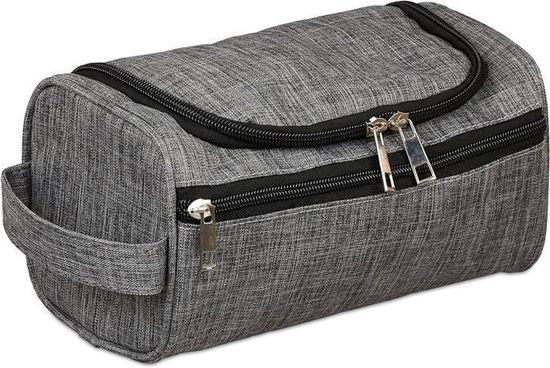 Trousse de toilette en cuir de lavage pour homme - Pour homme - Sac en cuir A98 - Noir, Noir, M
