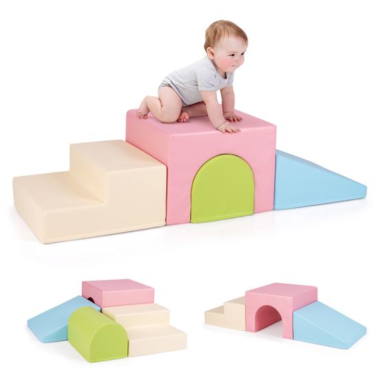 4PCS Module motricité bébé HOMCOM parcours motricité bébé en mousse EPE pour enfants d'âge