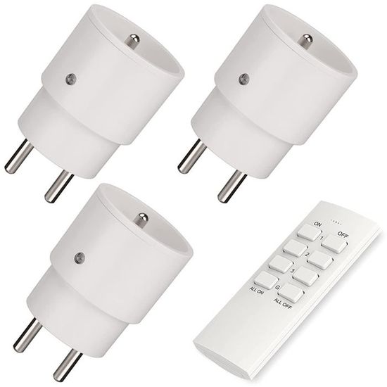 Prise Télécommandée SURNICE - Lot De 4 Avec Télécommande 80m Portée | Programmable 1000W, Économie D'Énergie