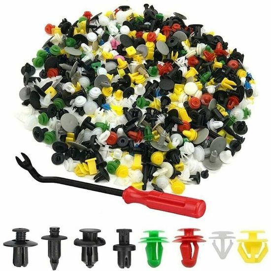 Lot 500 rivets plastiques auto universels avec outils pour garnitures ...