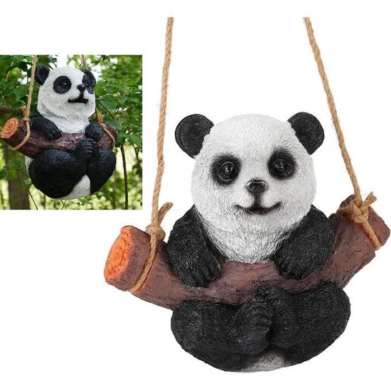 Résine Swing Panda Statue De Jardin, Simulation Animal Panda Statue