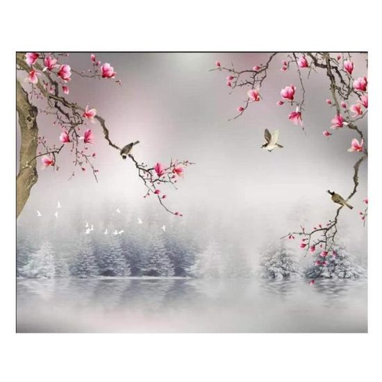 Tapisserie Décorative Motif Fleur De Cerisier Abstrait - 150x200 Cm - Polyester Pour Chambre, Salon, Dortoir - Accessoires De Suspension Inclus