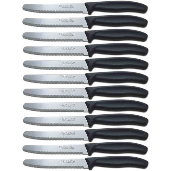 Lot De 12 Couteaux De Cuisine Quttin - Lame 11 Cm, Acier Inoxydable Miroir, Manche Ergonomique - Pour Viandes, Fromages, Usage Quotidien - 14