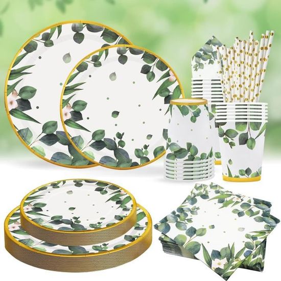 Lot De 125 Assiettes En Carton Pour Fête Prénatale - Assiettes En Carton Pour Fete Prenatale Assiettes En Carton Serviettes Tasses Couverts Theme Animaux De La Foret Decorations Danniversaire