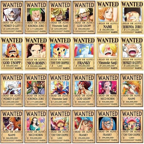 22 Poster One Piece - Luffy Wanted Per Decorazione Camera, Sticker Murali Anime - Foto 13