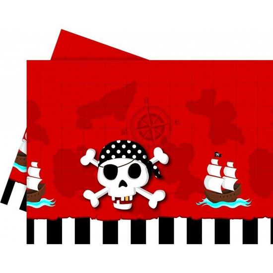 Nappe Pirate Rectangulaire Plastique – Motif Carte Au Trésor, 130x220 Cm | Décoration Fête Pirate, Anniversaire Enfant, Thème Aventure