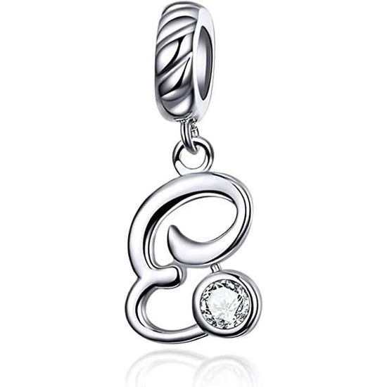 Charme Lettre Initiale En Argent 925 - Alphabet A-Z Pour Bracelets Et Colliers - Taille Trou 4.5-5 Mm, Personnalisable - Idéal Cadeau