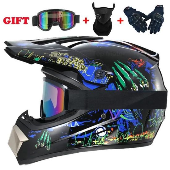 Casque Cross Homologué Casque Motocross Intégral Pour Enfants & Ados - Protection ECE/DOT - Inclut Lunettes Et Gants - Pour Dirt Bike, Quad, VTT Casque Avec Lunettes MX