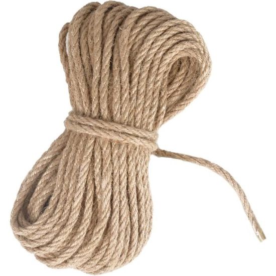 Luabue Corde De Jute Naturelle 20M 6mm - Ficelle Chanvre Robuste Pour Bricolage, Griffoir Chat, Jardinage Et Décoration