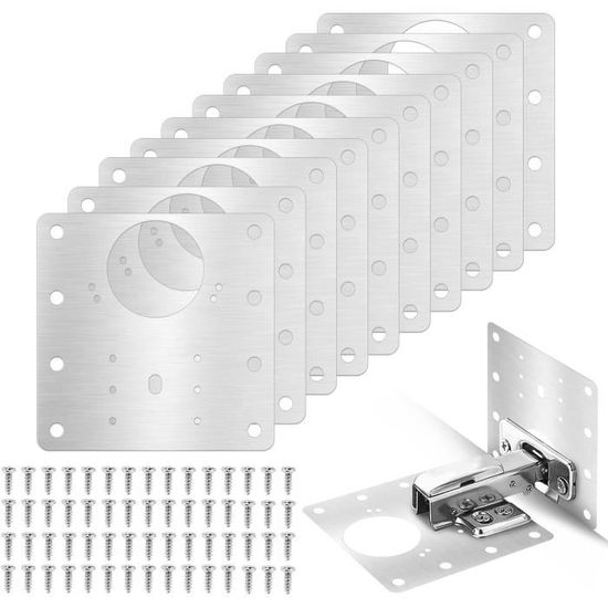 Lot De 4 Plaques De Réparation Pour Charnière – Acier Inoxydable Argenté