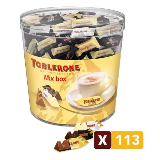Boîte de mini-Toblerone saveur chocolat lait, noir et blanc - TOBLERONE