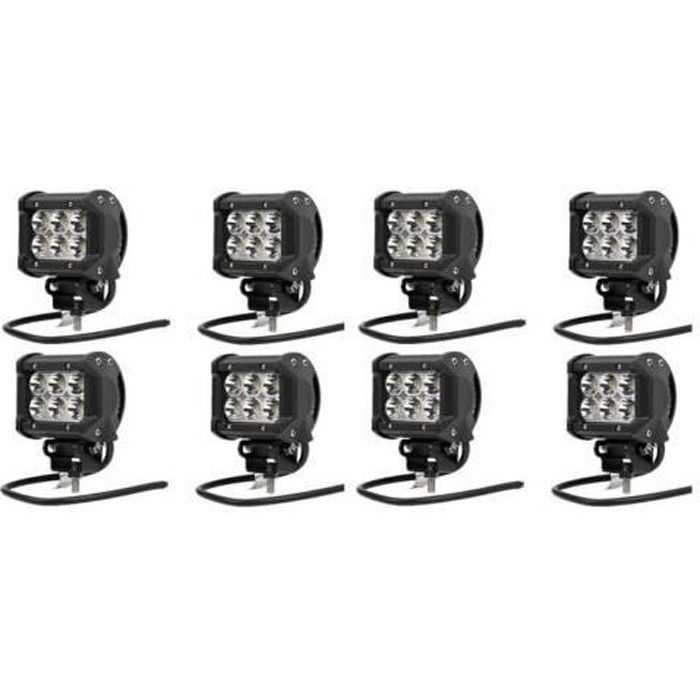8x 12v 24v 18w Led Feux De Travail Lampe Puissant Projecteur Voiture Atv Chassis