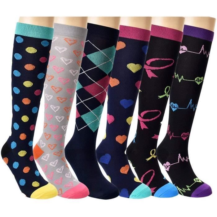 Chaussettes de Compression pour Hommes et Femmes, L-XL, Assortiment 01