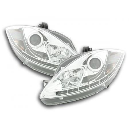 Paire de feux phares avant Seat Leon , Altea , Toledo de 2005 a 2009 Daylight Led Chrome