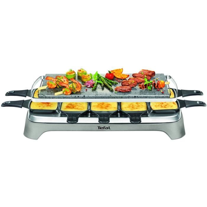 APPAREIL A RACLETTE Tefal PR457B12 Pierrade Raclette, 1350 watts, Plaque de cuisson en pierre + 10 poêles à rev&eci4