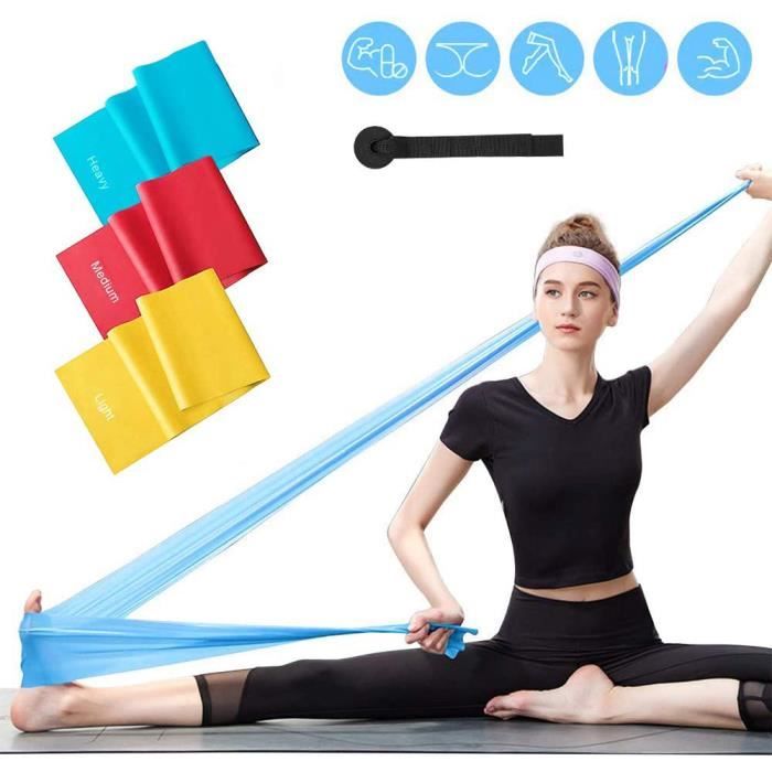 Bande Élastique Fitness Lot de 3,Latex Naturel Équipement d'Exercices pour Rééducation Physique Musculation Pilates Yoga