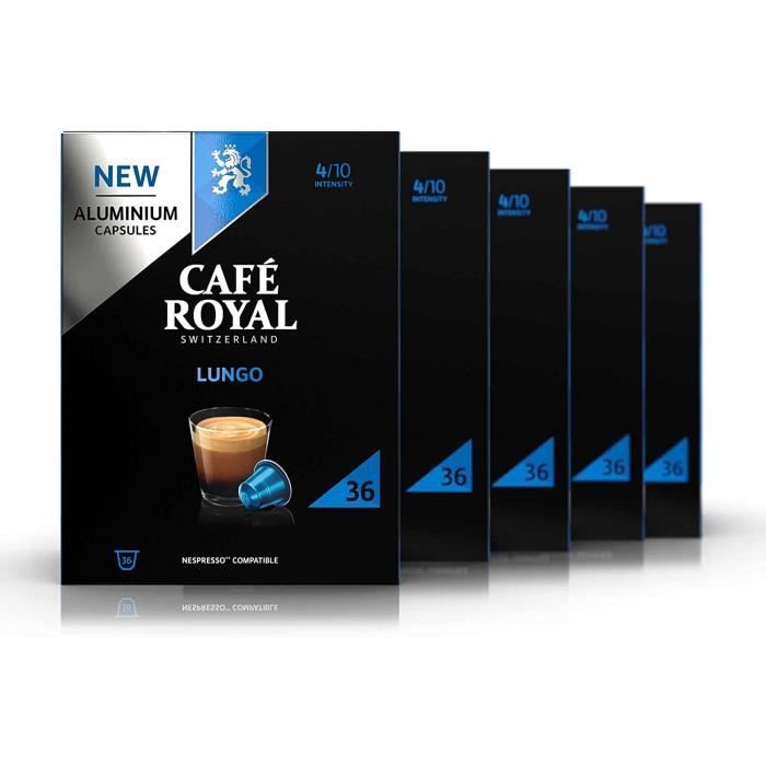 180 CAPSULES COMPATIBLES NESPRESSO® USAGE DOMESTIQUE - LUNGO - 5 Boites de 36 Capsules Café Système Nespresso®