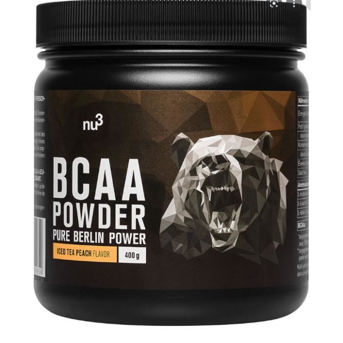 NU3 - BCAA - Poudre Acide Aminée 400 Grammes Saveur Ice Tea Pêche