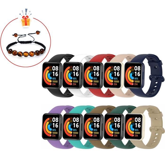 10 Pièces Compatible avec Bracelet Xiaomi Redmi Watch Lite 2, Bracelet Fitness Bande de Remplacement en Silicone Strap Extensible