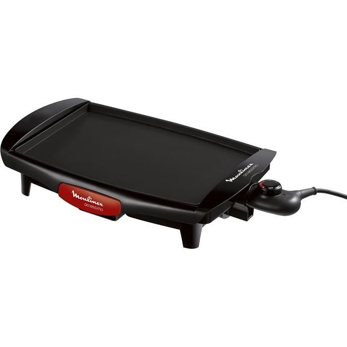 Plancha Électrique Accessimo,1800 Watts,Nettoyage facile,Moulinex CB560811,Surface cuisson-25,5 x 35 cm