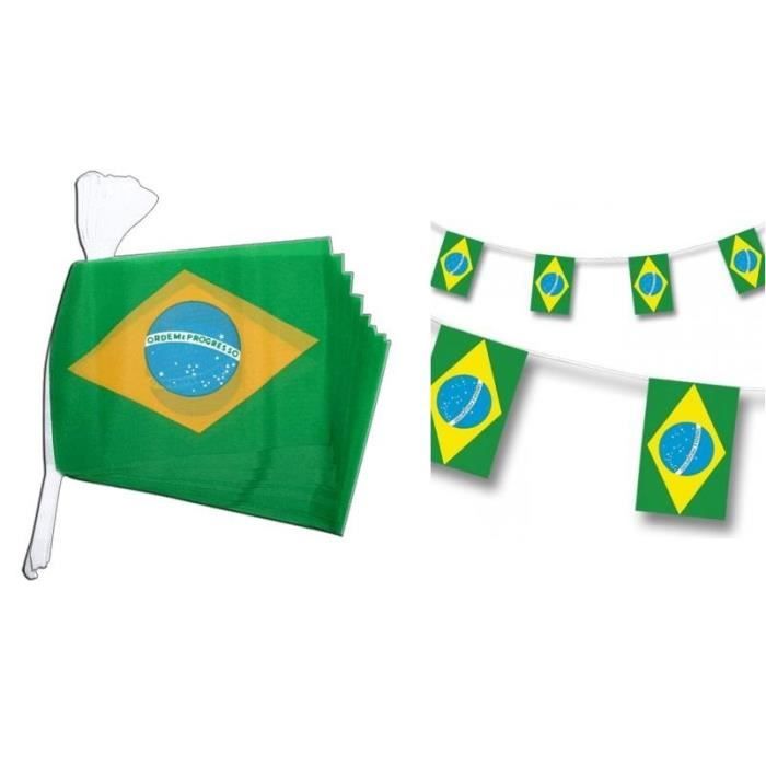 GUIRLANDE BANDEROLE BRESIL BRESILIEN 12 FANIONS DRAPEAU 15 X 20 cm 100% POLYESTER No écharpe maillot casquette ...