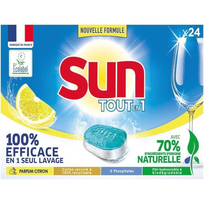 SUN - Tablettes lave-vaisselle Sun tout en 1 citron 24 doses