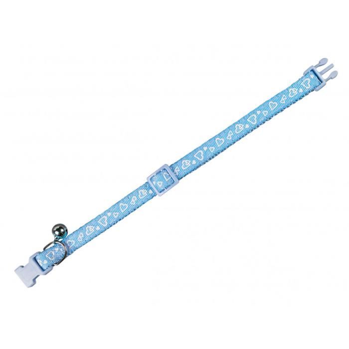 Collier chat. COEUR bleu. 20-30cm x 10mm.-Vadigran 3,000000 Bleu