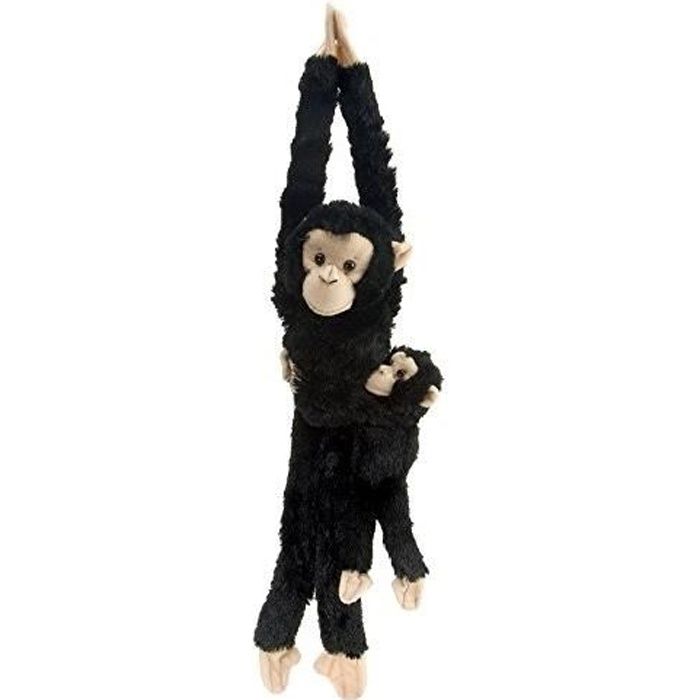 PELUCHE SINGE A SCRATCH - MAMAN CHIMPANZE AVEC BEBE 51 CMS WILD REPUBLIC 15265