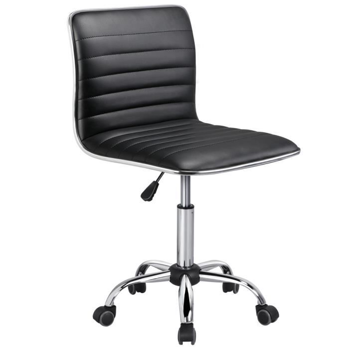 Yaheetech Chaise de Bureau à Dossier Bas Fauteuil de Travail à Roulettes Noir Assise Réglable Max.120 kg, 48,5 x 48,5 x 78,5-93 cm