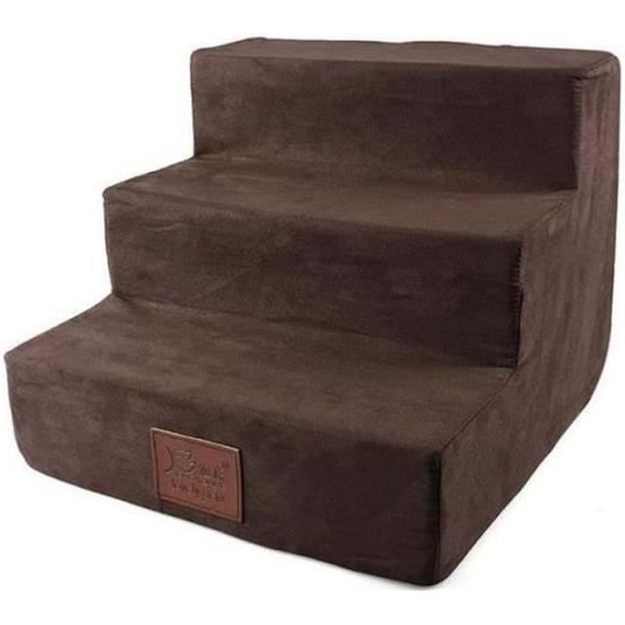 PT23740-escalier pour chien Deluxe 3 étages– Rampe pour chien chat escalier escalier pour animaux steig aide niveaux Marron
