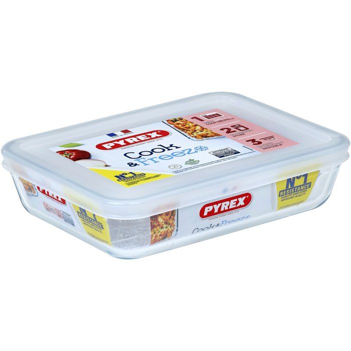 Boîtes de conservation rectangulaires PYREX Cook & Freez Lot de 4 Empilables Verre borosilicate