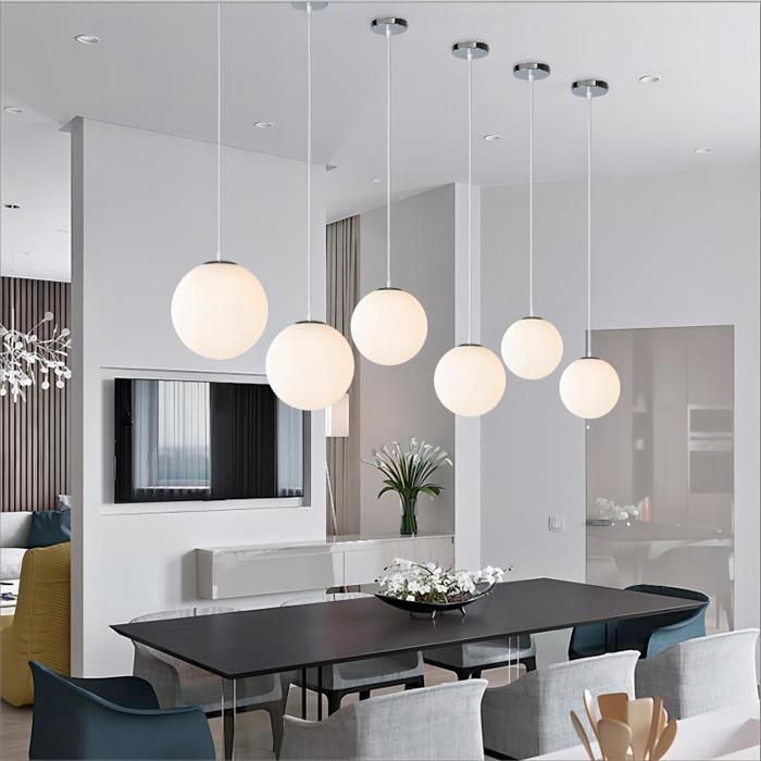 WOTTES LED Moderne Lustre Suspension Lampe Verre en forme de boule Luminaire Suspension Boule Verre Vec Du Métal (30CM 3PCS) WOTTES LED Moderne Lustre Suspension Lampe Verre en forme de boule Luminaire Suspension Boule Verre Vec Du Métal (30CM 3PCS)