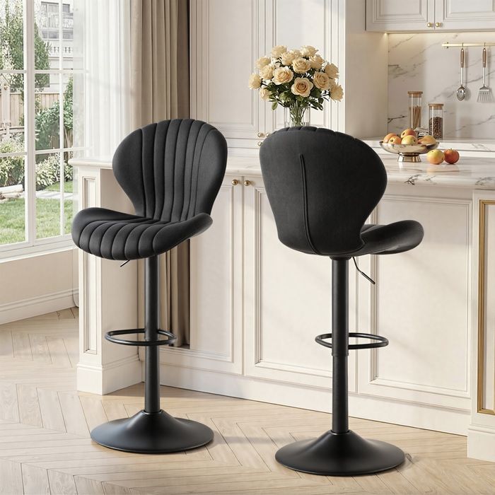 BatonY Tabouret de bar lot de 2 chaise de bar Chaises de cuisine avec dossier et repose-pieds pour la cuisine noir