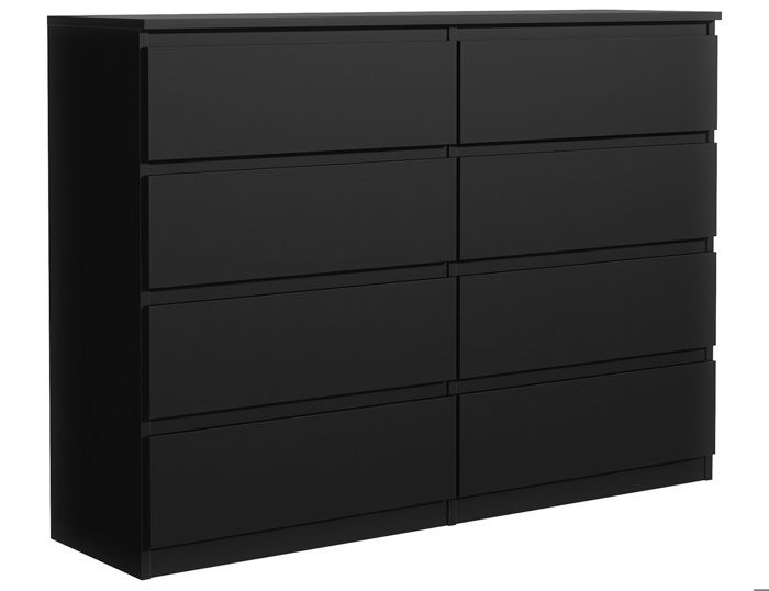 MebLocker Commode à 8 tiroirs 120cm pour salon bureau chambre denfant/adolescent moderne pour rangement organisé noire