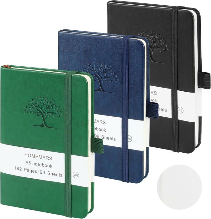 Carnet De Notes, Cahier A6 Page Blanche,Noir Vert Bleu, Petit Carnet ...