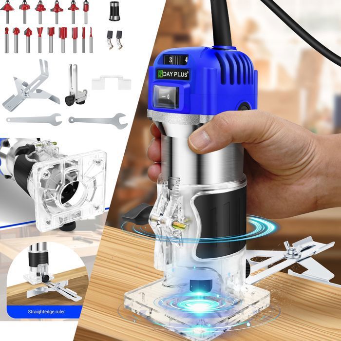 Defonceuse Electrique 710 W Affleureuse A Bois VEVOR Avec 2 Bases Fixe Plongeante Outil Multifonctionnel Menuiserie De Routeur Compact Avec Meches 89030699