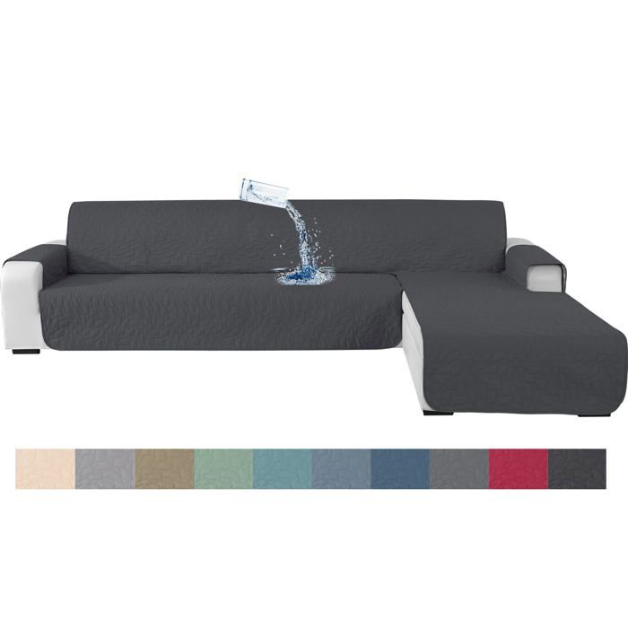 Ystyle Housse De Canapé DAngle 3 Places Protege Canape Angle Impermeable Couvre Canapé DAngle (255cm Gris Foncé)