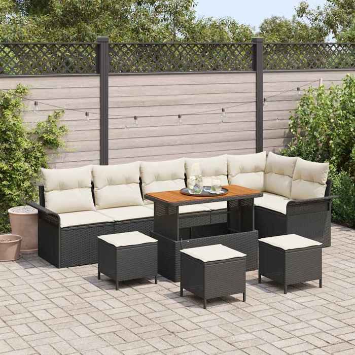 vidaXL Ensemble de canapé de jardin et Crème 80 x 80 x 71 cm - vue 3